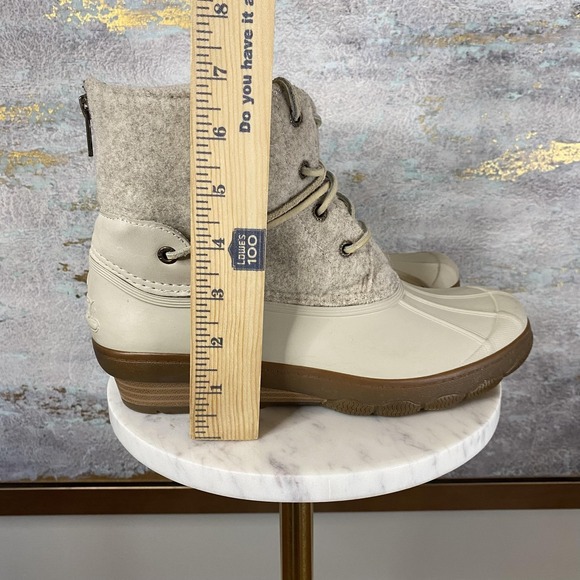 Sperry Snow Boots Womens Size 8 Beige Wool Duck Ankle Wedge Quarter STS80396 - Picture 8 of 10